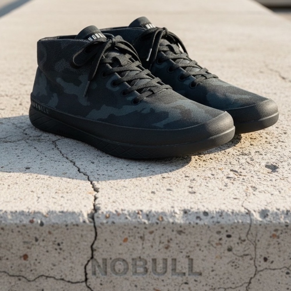 NOBULL Mid Trainer Black Camo SuperFabric Mens Athletic Training Shoes